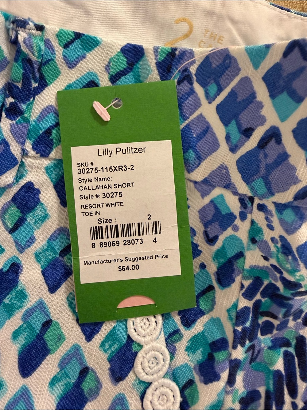 Lilly Pulitzer Callahan Shorts, Resort White, Toe In, size 2 - Picture 9 of 9
